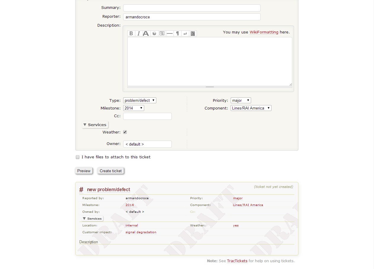 Ticket Layout new ticket form