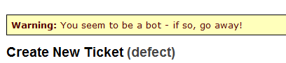 The warning for those bots (or plugin testers) among us who would run themselves into input field trap trouble
