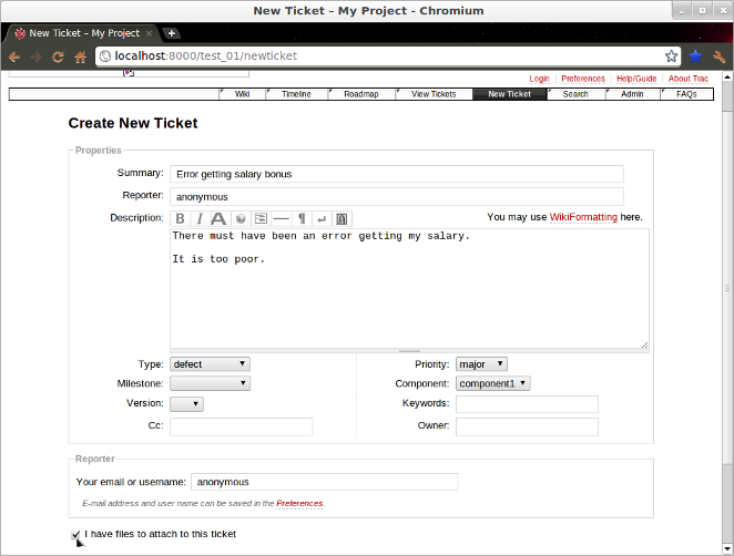 Screenshot showing Ticket attachment step 1