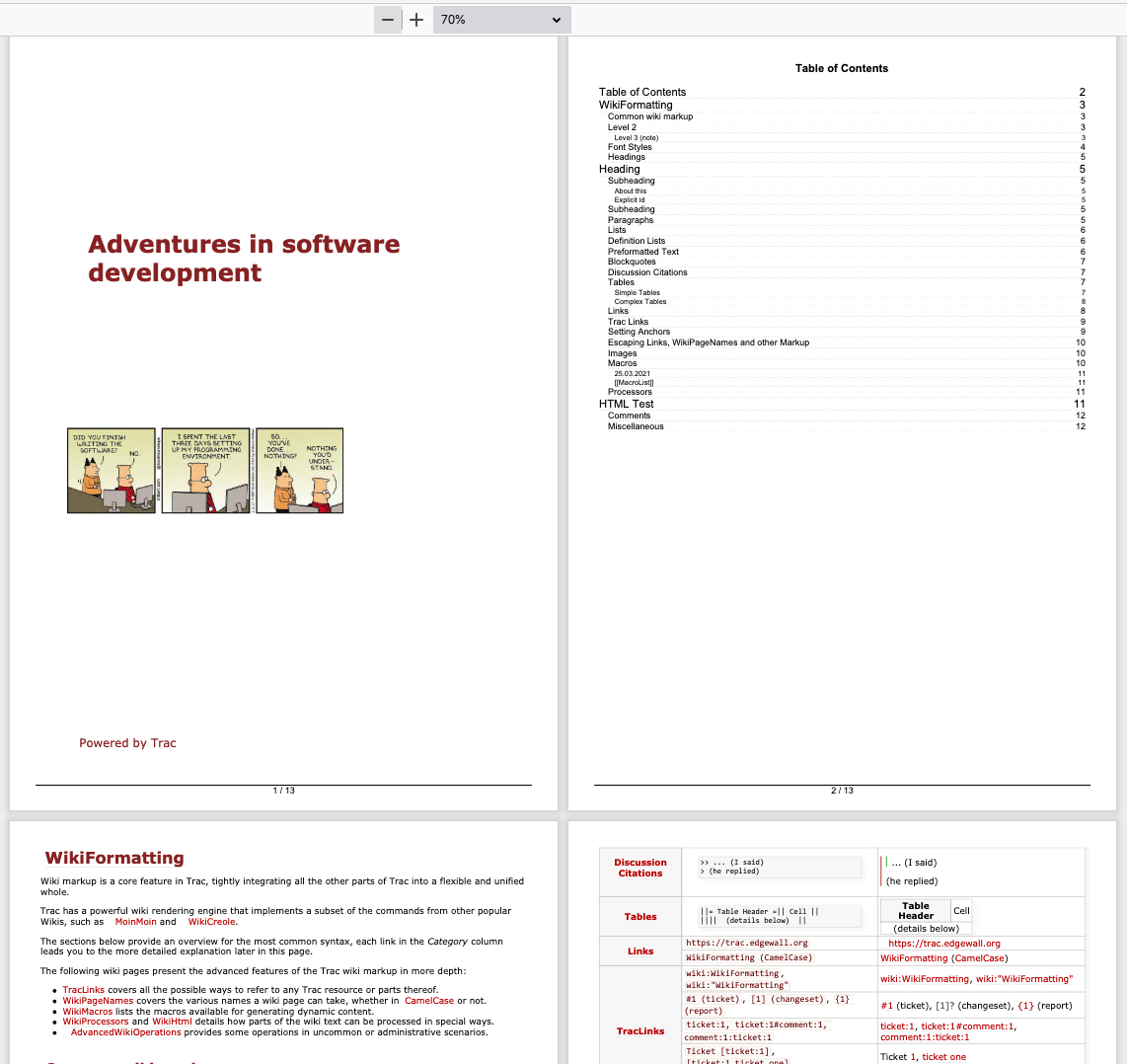 Screenshot of a PDF book with cover page and table of contents